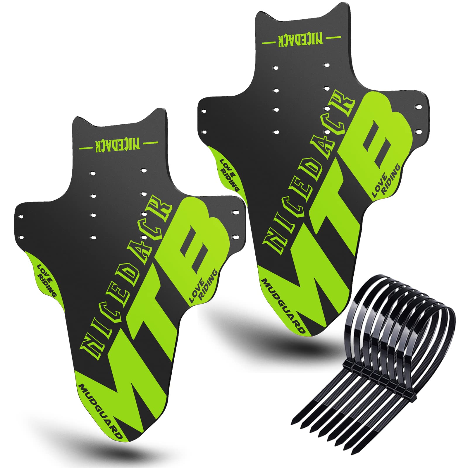 NICEDACK Mudguards Mountain Bike, 2 Pieces Mudguard Fit 20-29 Inch MTB Mudguard Front and Rear Compatible Bicycle Splash Guard