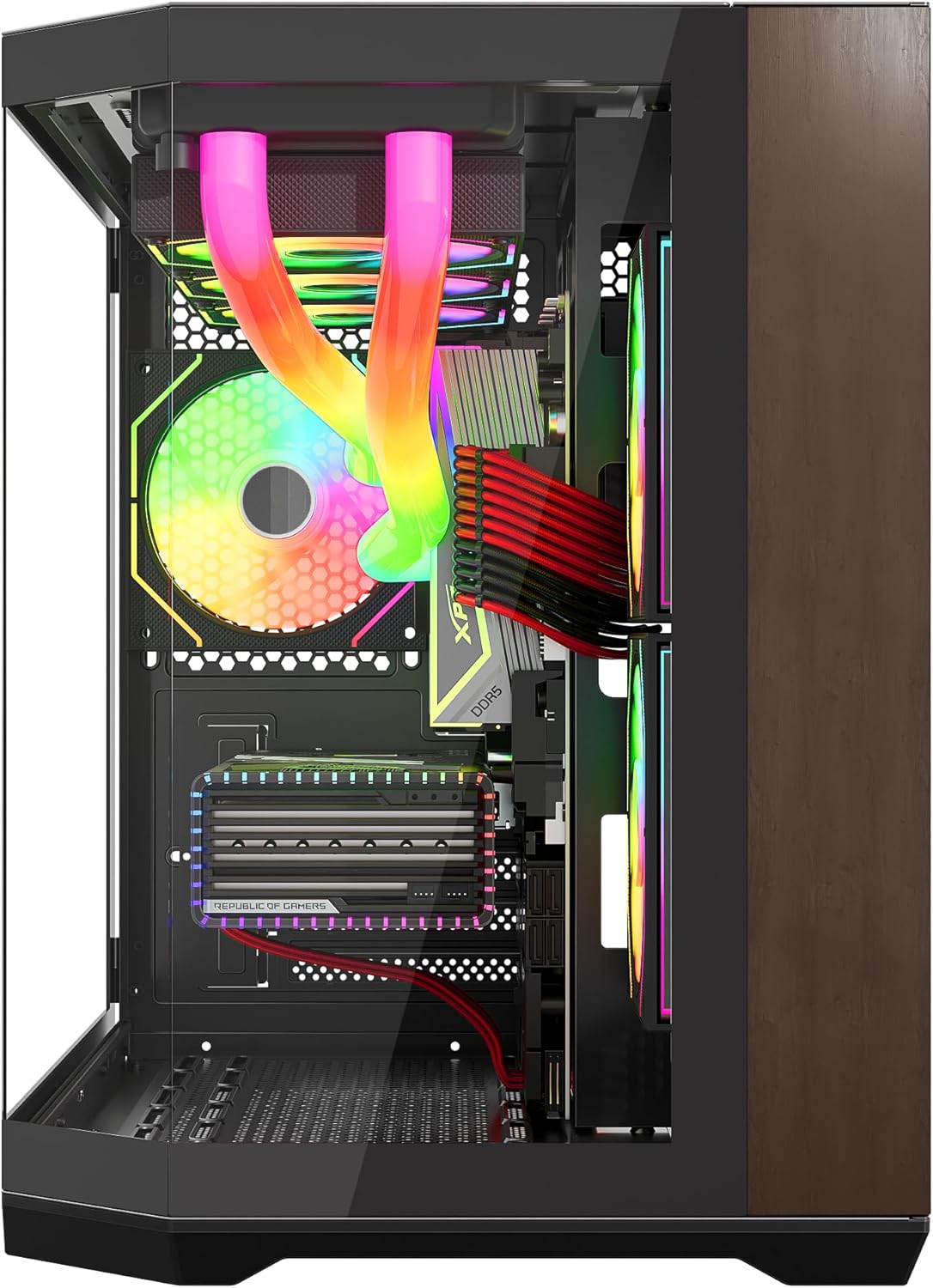 IONZ APEX Vision - PC Gaming Case, M/ATX Mini Tower, Dual Chamber with 6 ARGB PWM Fans - LCD Screen | Supports 240 mm AIO, White