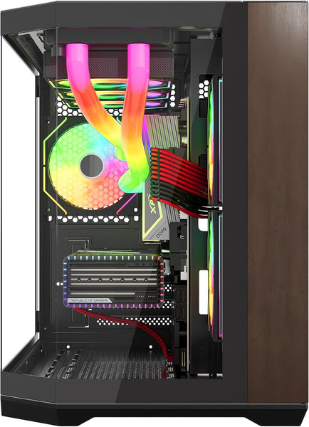 IONZ APEX Vision - PC Gaming Case, M/ATX Mini Tower, Dual Chamber with 6 ARGB PWM Fans - LCD Screen | Supports 240 mm AIO, White