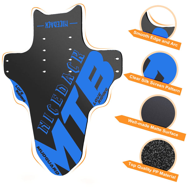 NICEDACK Mudguards Mountain Bike, 2 Pieces Mudguard Fit 20-29 Inch MTB Mudguard Front and Rear Compatible Bicycle Splash Guard