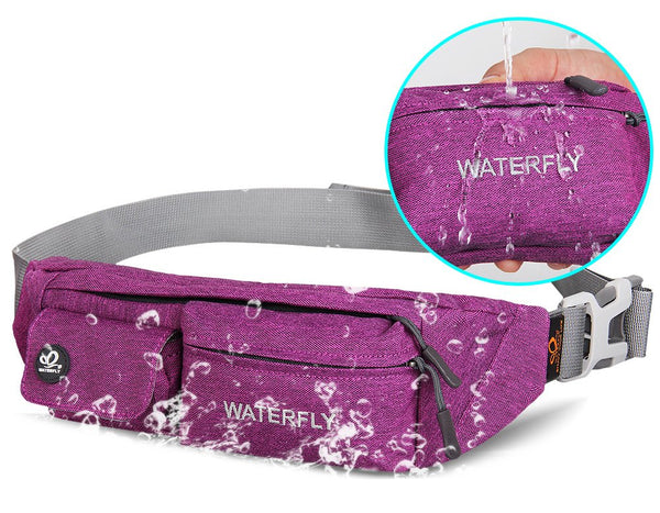 Waterfly Waist Bag Pack Slim Water Resistant Fanny Pack Travel Bum Bag Running Belt for Traveling Cycling Hiking Camping