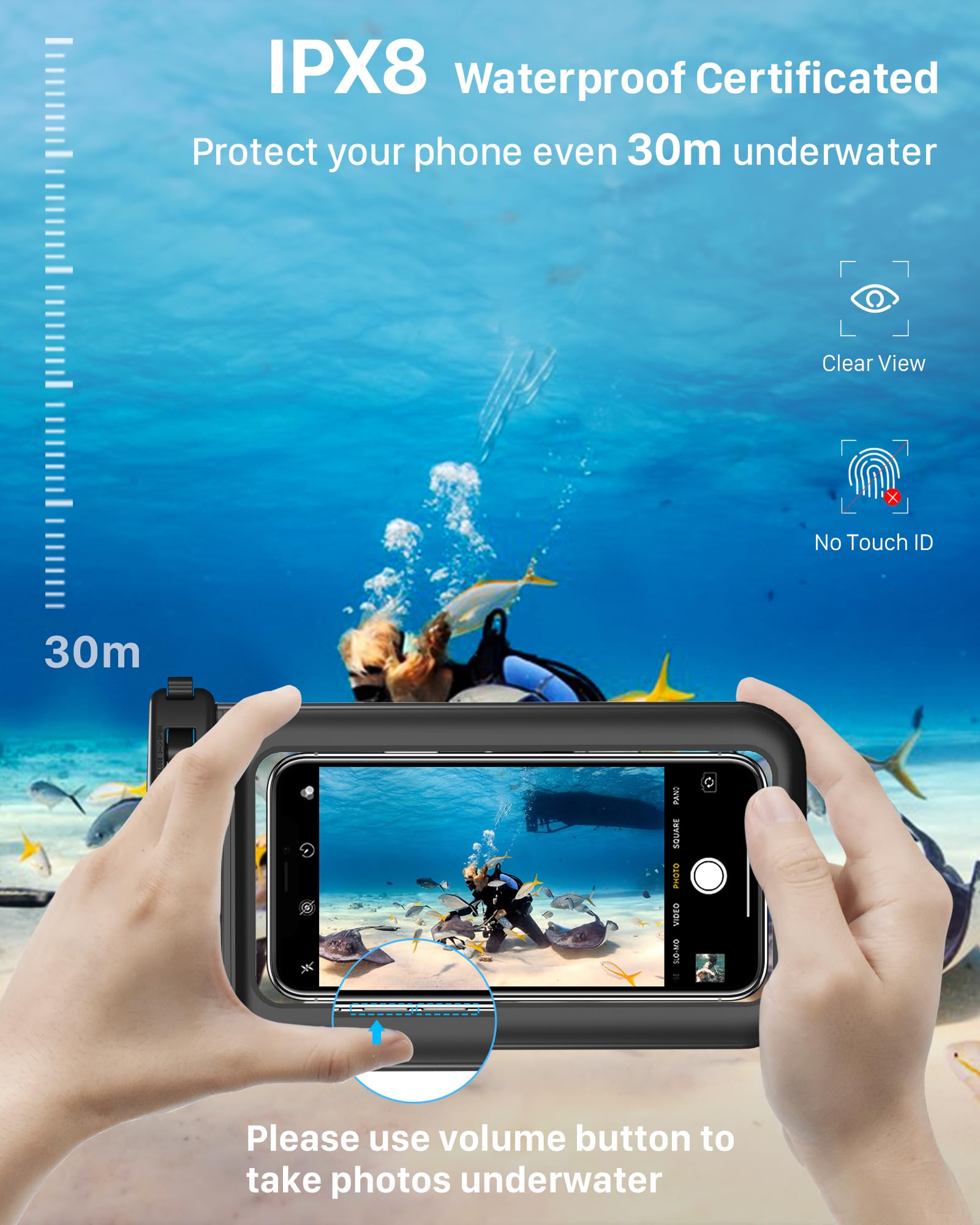 YOSH Waterproof Phone Pouch 2 Pack, 7 inch IPX8 Waterproof Phone Case for Swimming Travel Beach Trip Snorkelling Kayaking, Underwater iPhone Case for iPhone 16 15 14 Pro Max, Samsung S25 S24 Ultra