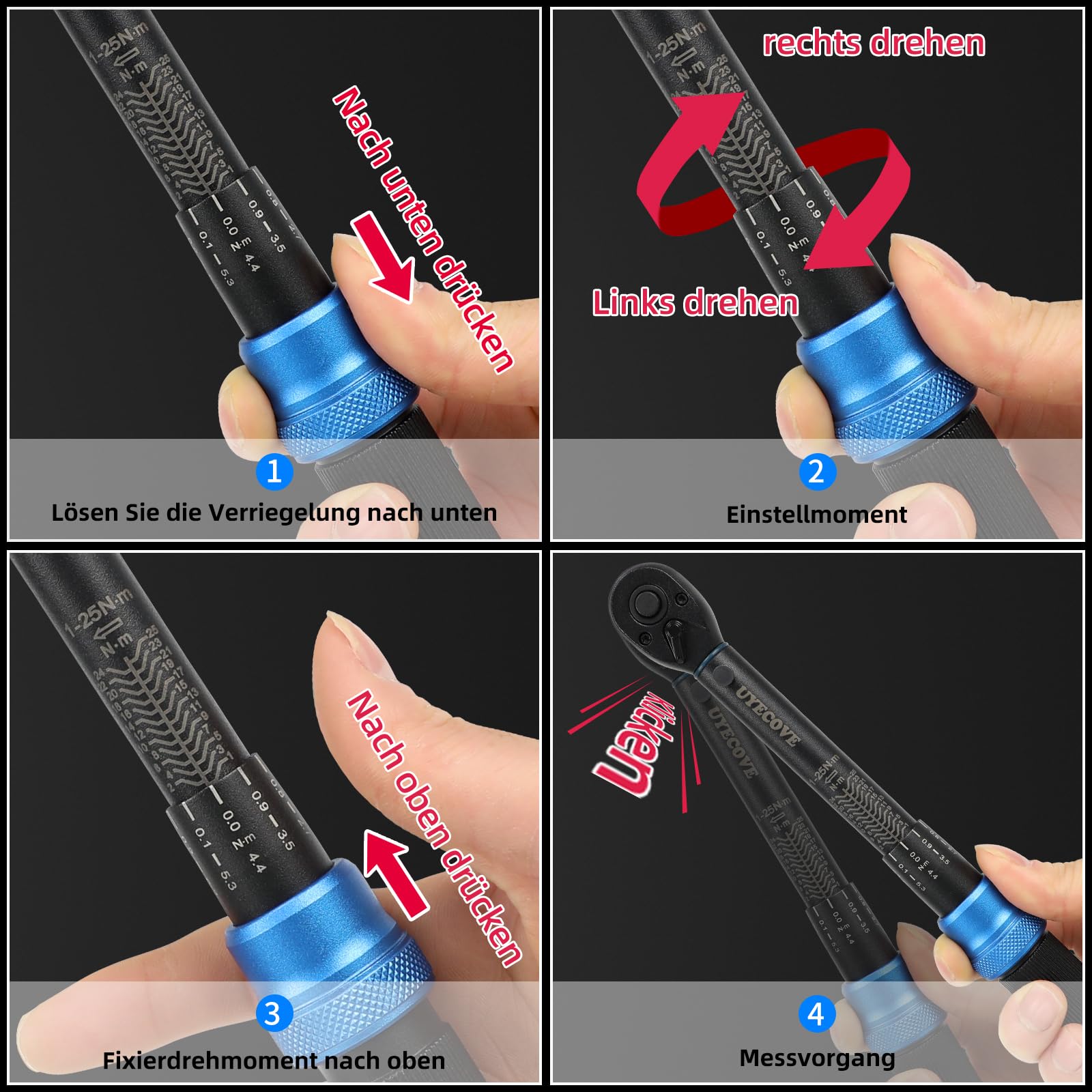 Torque Wrench 1/4 Bike Torque Wrench 1-25nm Torque Wrench Set 63ps with 100mm Extension bar and Socket