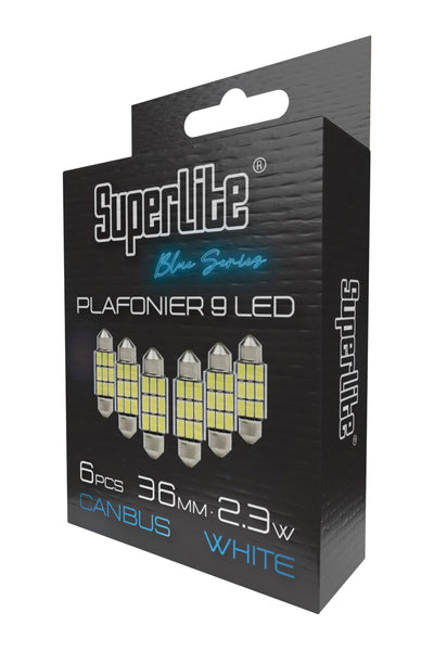 Superlite Set of 2 T10 Bulbs with 18 Leds from the Blue Series range. CanBus Technology and 6500K Colour Temperature. Ideal for Car and Truck.