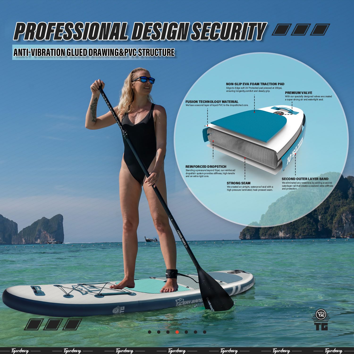 TIGERXBANG Stand Up Paddle Boards 10'6" x 32" x 6"丨10' x 31" x 6" with Premium SUP Board Accessories, Inflatable Paddle Boards for Adults/Kids Stand Up PaddleBoarding