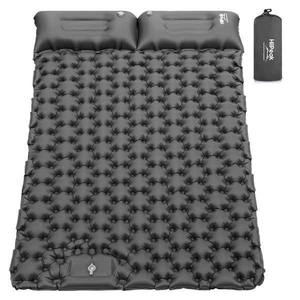 HiiPeak Camping Sleeping Pad, Ultralight Camping Mat with Pillow Built-in Foot Pump Inflatable Sleeping Pads Compact for Backpacking Hiking Traveling Tent (Gray)