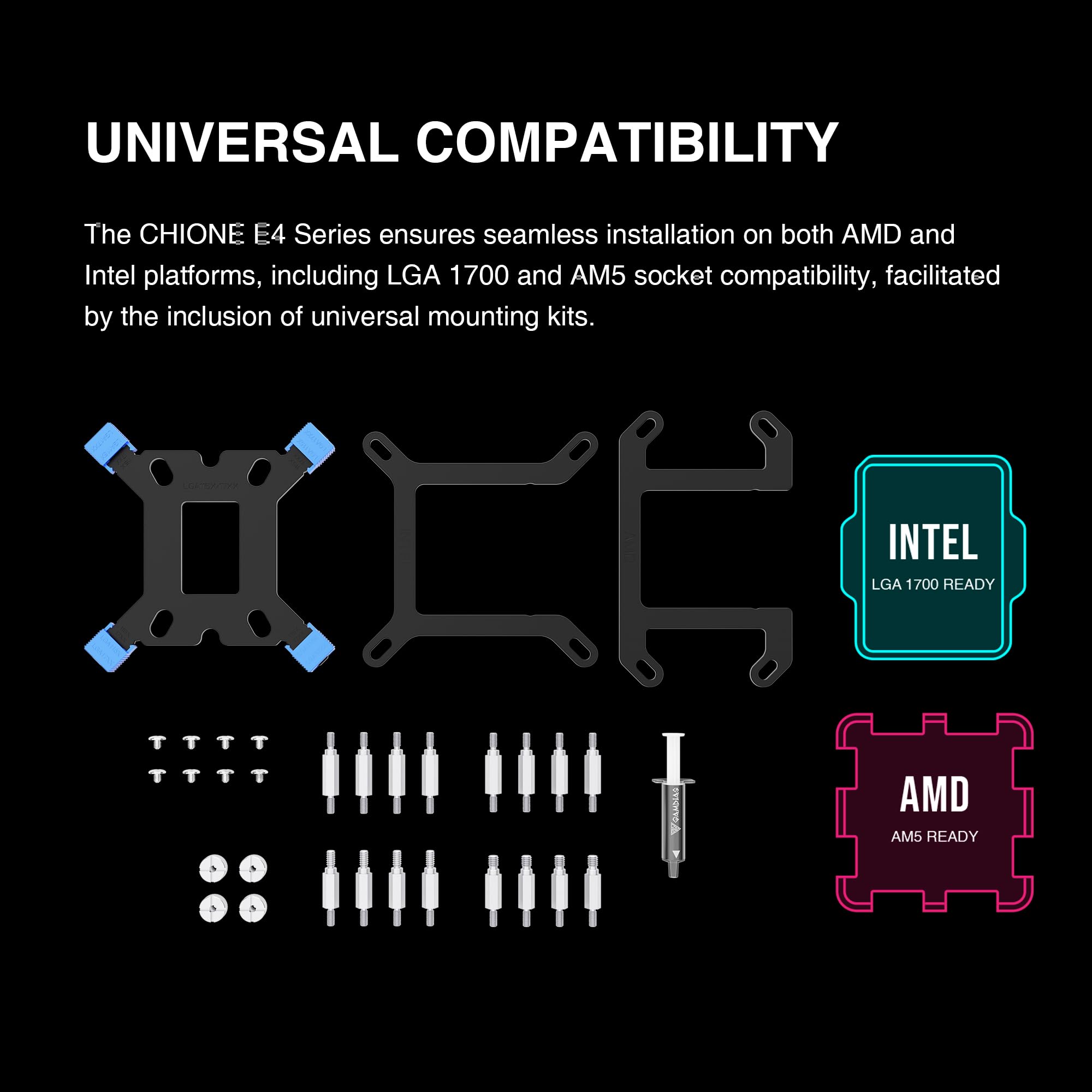 GAMDIAS CHIONE E4 240mm AIO Liquid CPU Cooler, Real-Time Digital Display Patented PWM Pump, 2 x 120mm Easy Cable Management Daisy Chained Fans w/ ARGB Sync, Intel LGA 1851/1700/1200；AMD AM5/AM4, Black