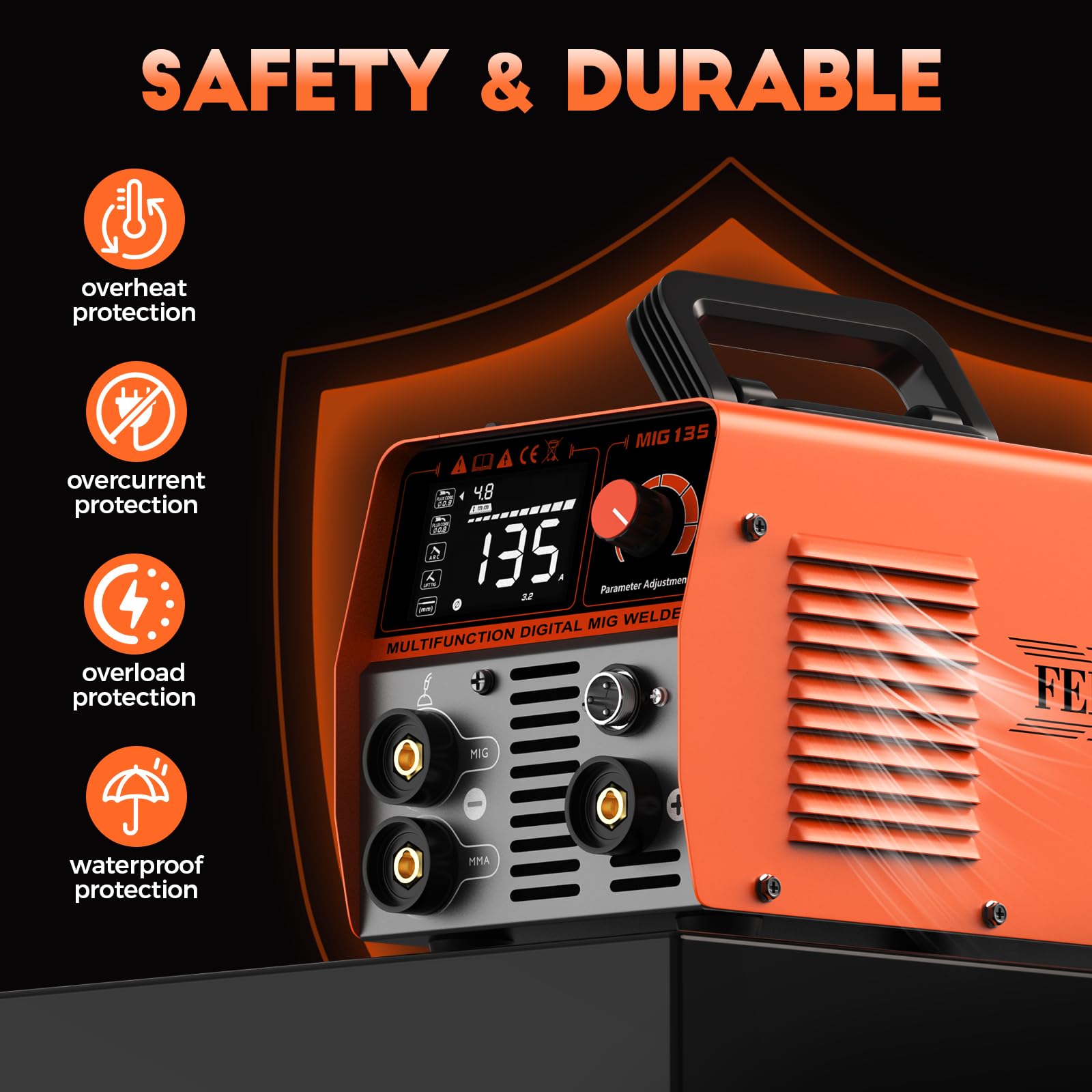 FEIFANKE MIG Welders 240V 250A 6 in 1 Without Gas MIG/Gas MIG/MMA/Lift TIG/Spot Welding/Single Pulse MIG Welding Machine IGBT Inverter Gasless MIG Welders with Fast Wire Feed Gas Test