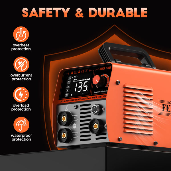 FEIFANKE MIG Welders 240V 250A 6 in 1 Without Gas MIG/Gas MIG/MMA/Lift TIG/Spot Welding/Single Pulse MIG Welding Machine IGBT Inverter Gasless MIG Welders with Fast Wire Feed Gas Test