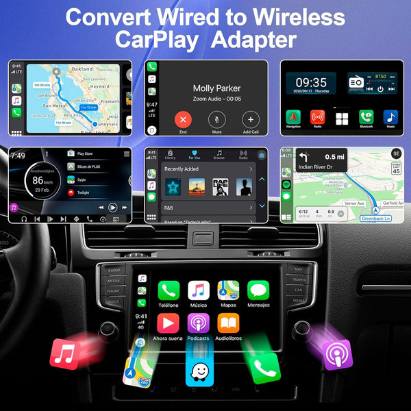 Wireless CarPlay Adapter 2024 Upgraded, Wireless CarPlay Dongle, Converts Wired CarPlay to Wireless, Plug and Play Car Play Wireless Adapter, Compatible with Cars from 2016 & iPhone iOS 12+（Black）