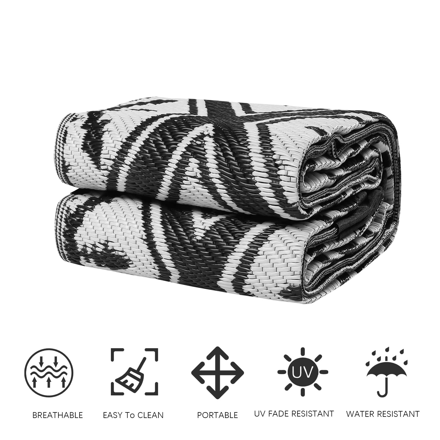 Enipate Outdoor Rugs for Garden Patios, 5x8ft Plastic Weatherproof Woven Picnic Blankets, Reversible & Easy Cleaning Deck Carpet Camping Mats