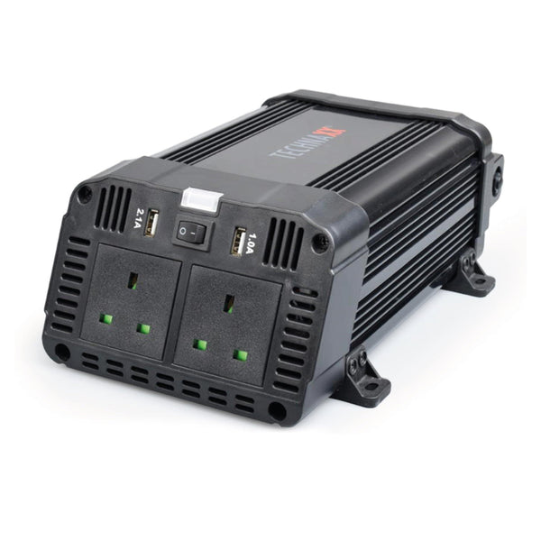 Technaxx Off-Grid Pure Sine Wave Car Power Inverter TE22 – 2000W/4000W Peak – 12V to 230V Converter with LCD, 2x UK Plugs, USB-A QC 3.0 & USB-C – TÜV Certified – Ideal for Camping & Travel