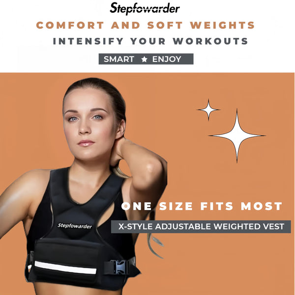 Stepfowarder Weighted Vest for Women Men Kids, X-Style Strength Weight Vest Adjustable 2 to 5kg with Reflective Stripes, Suitable for Running, Body