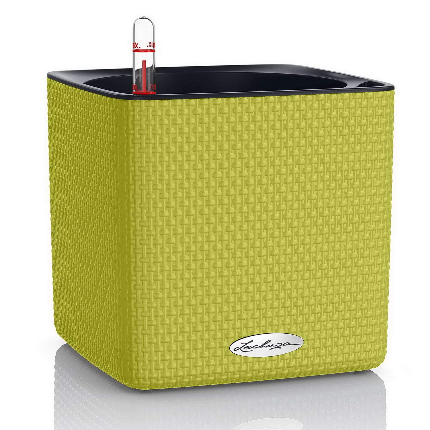 LECHUZA Self Watering Plant Pot Indoor CUBE Color 16 Plastic Small Flower Herb Planter without Drainage Hole H16 L17 W17 cm White