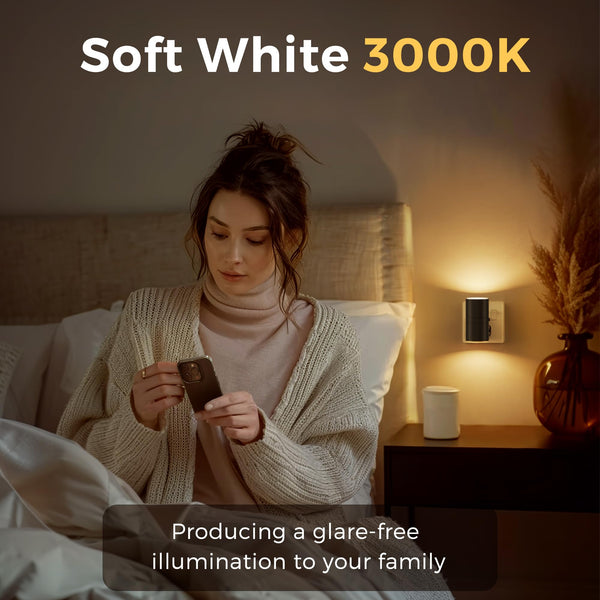 LOHAS-LED Night Light Plug In Wall,1 Pack, Modern Night Light with Dusk to Dawn Sensor, Adjustable Brightness 0-100LM, 3000K Warm White, Dimmable Night Light for Hallway Bathroom Bedroom Stair Toddler