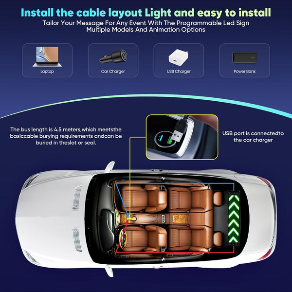 Gxpjycfob Devil Eyes Light for Trucks, Devil Eyes Light for Cars, LED Eyes for Trucks and Cars, Soft Screen for Car Windows, USB 5V Flexible LED Display, Dynamic LED Colourful Eye Lamp, 23.4" x 4.7"