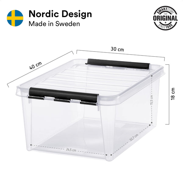 SmartStore 14L Clear Plastic Storage Boxes with Lid, 4 Pack, Reinforced, 10 Year Guarantee, Food Safe, Clip Locked, Stackable and Nestable, BPA Free