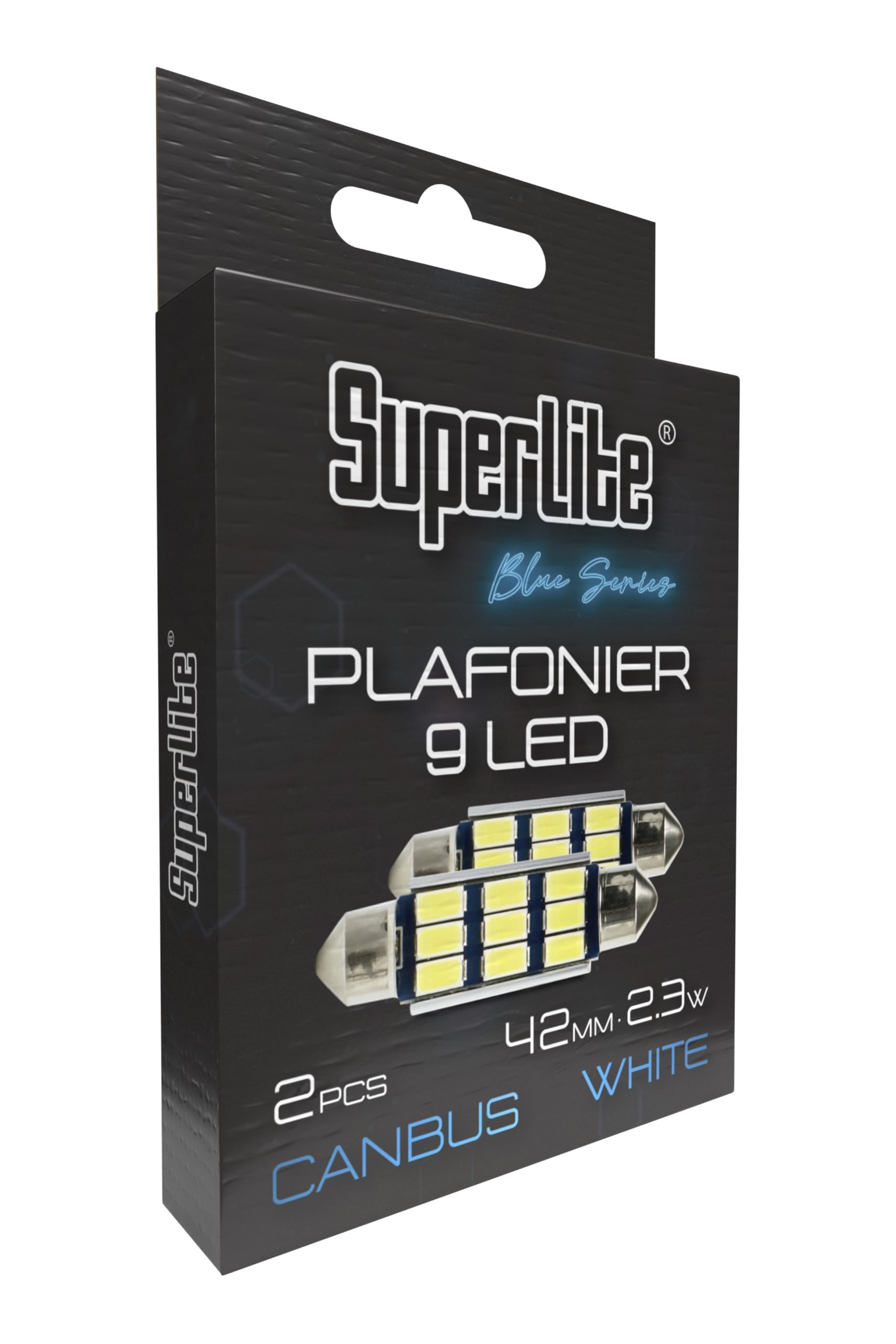Superlite Set of 2 T10 Bulbs with 18 Leds from the Blue Series range. CanBus Technology and 6500K Colour Temperature. Ideal for Car and Truck.