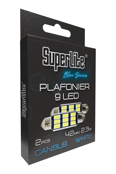 Superlite Set of 2 T10 Bulbs with 18 Leds from the Blue Series range. CanBus Technology and 6500K Colour Temperature. Ideal for Car and Truck.