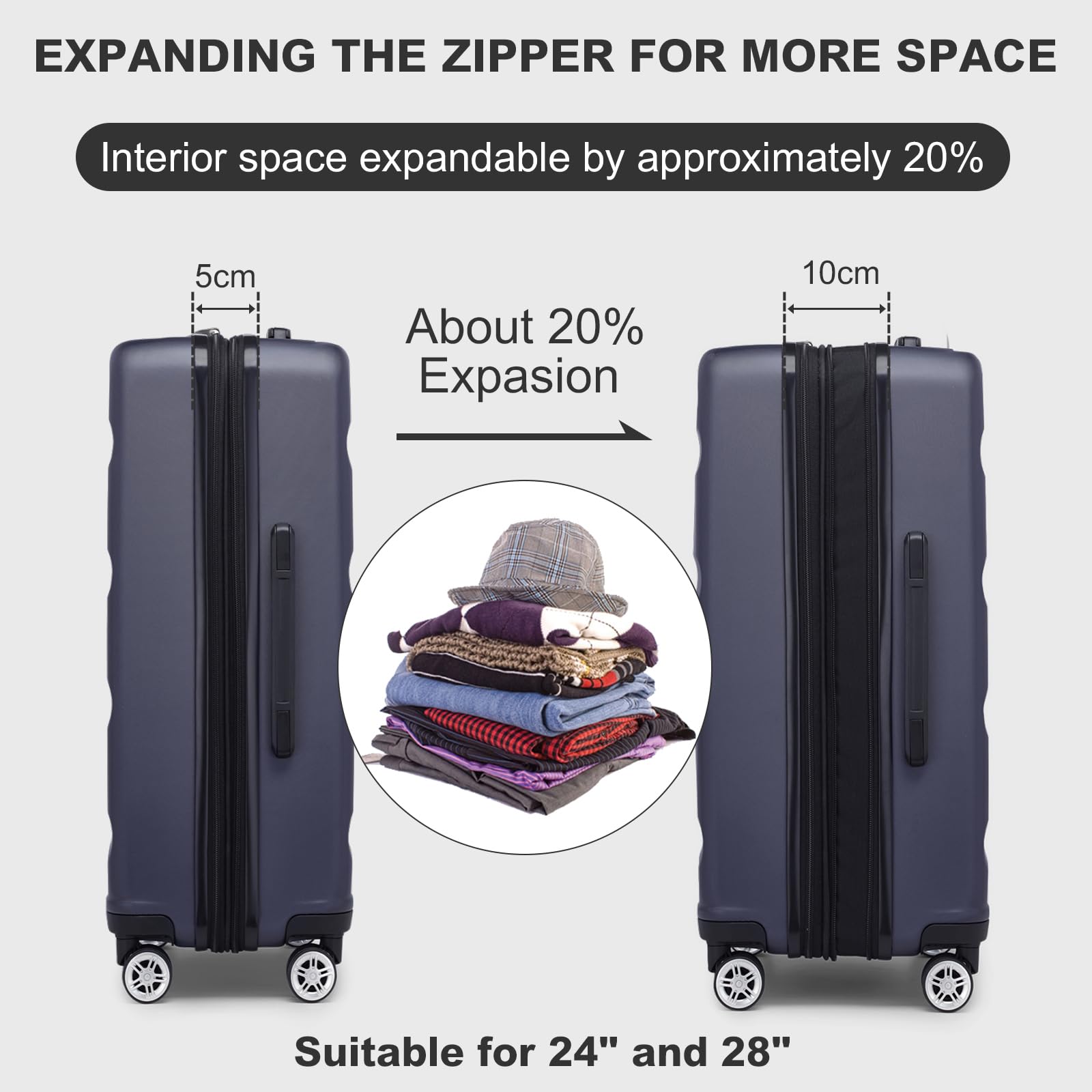 Kono Lightweight 28" Large Suitcase | Hard Shell with TSA Lock | 4 Dual Spinner Wheels | Expandable Design for Easy Travel | Perfect for Business & Vacation (Cream White,75x47.5x29.5cm)