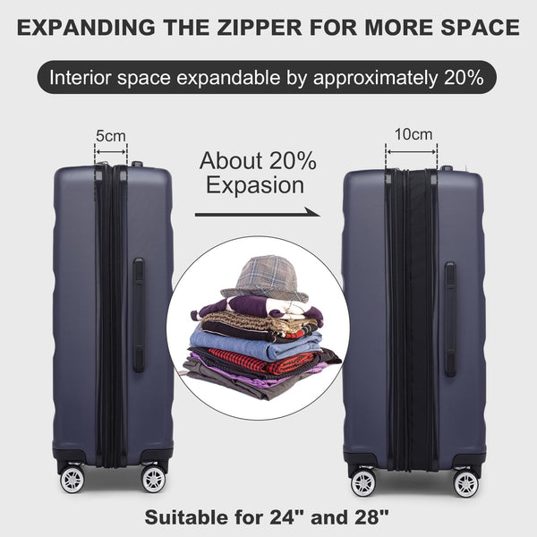 Kono Lightweight 28" Large Suitcase | Hard Shell with TSA Lock | 4 Dual Spinner Wheels | Expandable Design for Easy Travel | Perfect for Business & Vacation (Cream White,75x47.5x29.5cm)