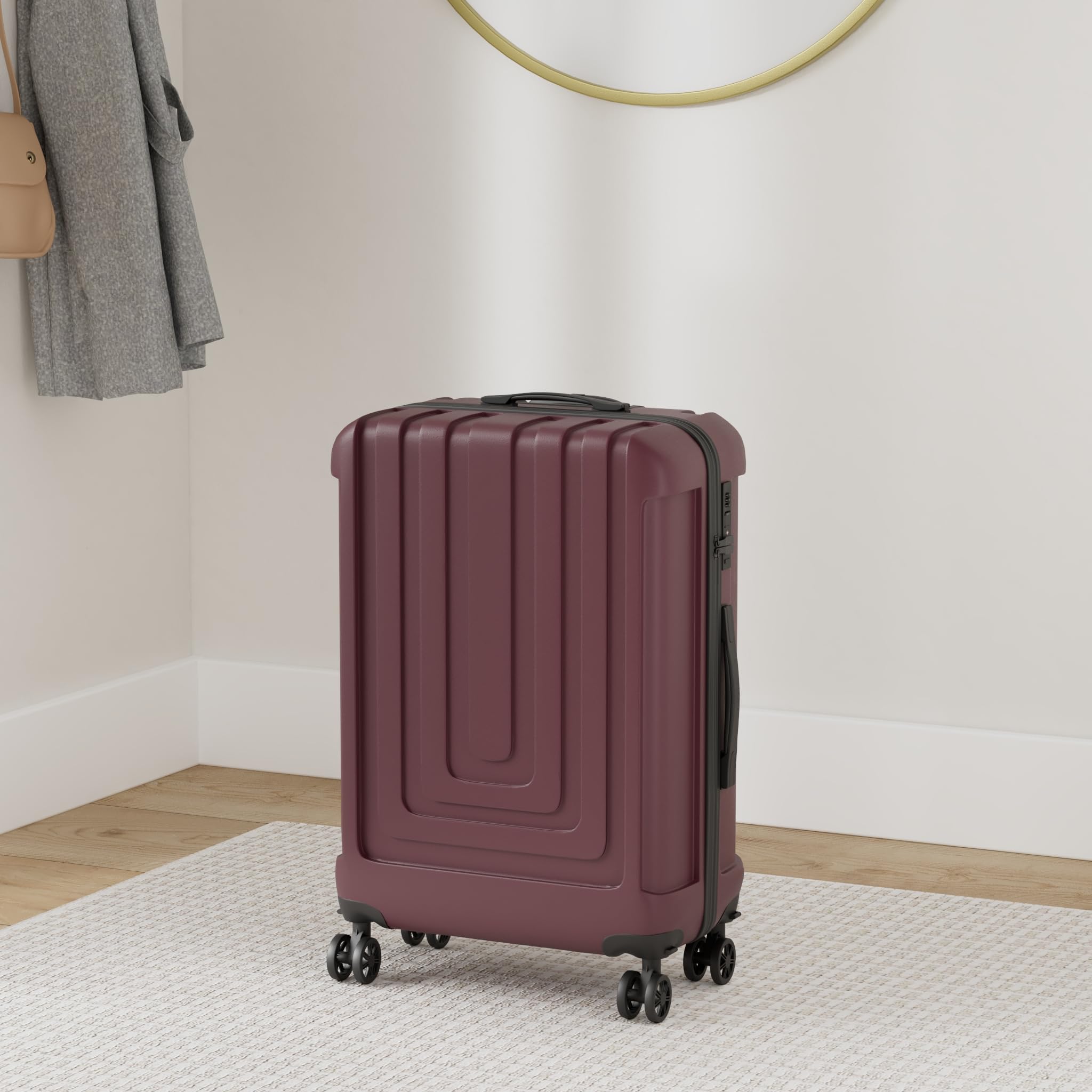 Flight Knight Premium Lightweight Suitcase - Built-in TSA Lock - 8 Spinner Wheels - ABS Hard Shell Check in Highly Durable Luggage - Medium - 67x45x26cm