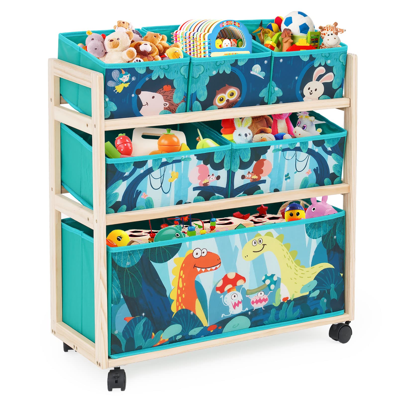 HOMCENT Kids Toy Storage Organizer with Wheels, Utility Rolling Cart with Large Storage Capacity for Bedroom, Toy Room, Playroom - Hold Toys, Books,