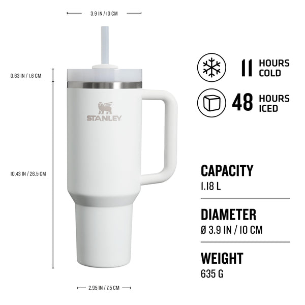STANLEY Quencher H2.0 Flowstate Tumbler 1.2L - Cold for 11 Hours - Iced for 48 Hours - Metal Water Bottle with Straw, Handle and Lid - Dishwasher Safe - Travel Mug for Cold Drinks