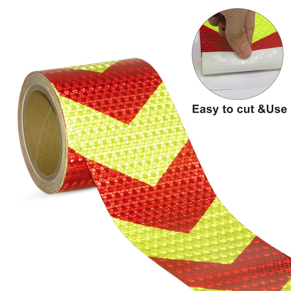 XFXIA Reflective Tape - Yellow & Black, 10cm x 20m, Waterproof, Self-Adhesive Warning Tape for Vehicles, Cars, Trailers, Outdoors