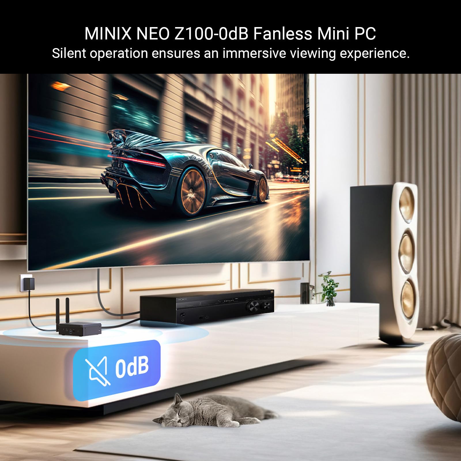 MINIX Fanless Windows 11 Pro Mini PC, Intel 12th Gen N300, NEO Z300-0dB 16GB DDR4, 512GB M.2 PCIe Gen3 x 4 SSD Micro Desktop Computer, 4K Dual Display/2.5G LAN, for Business Home office Multi-Tasking