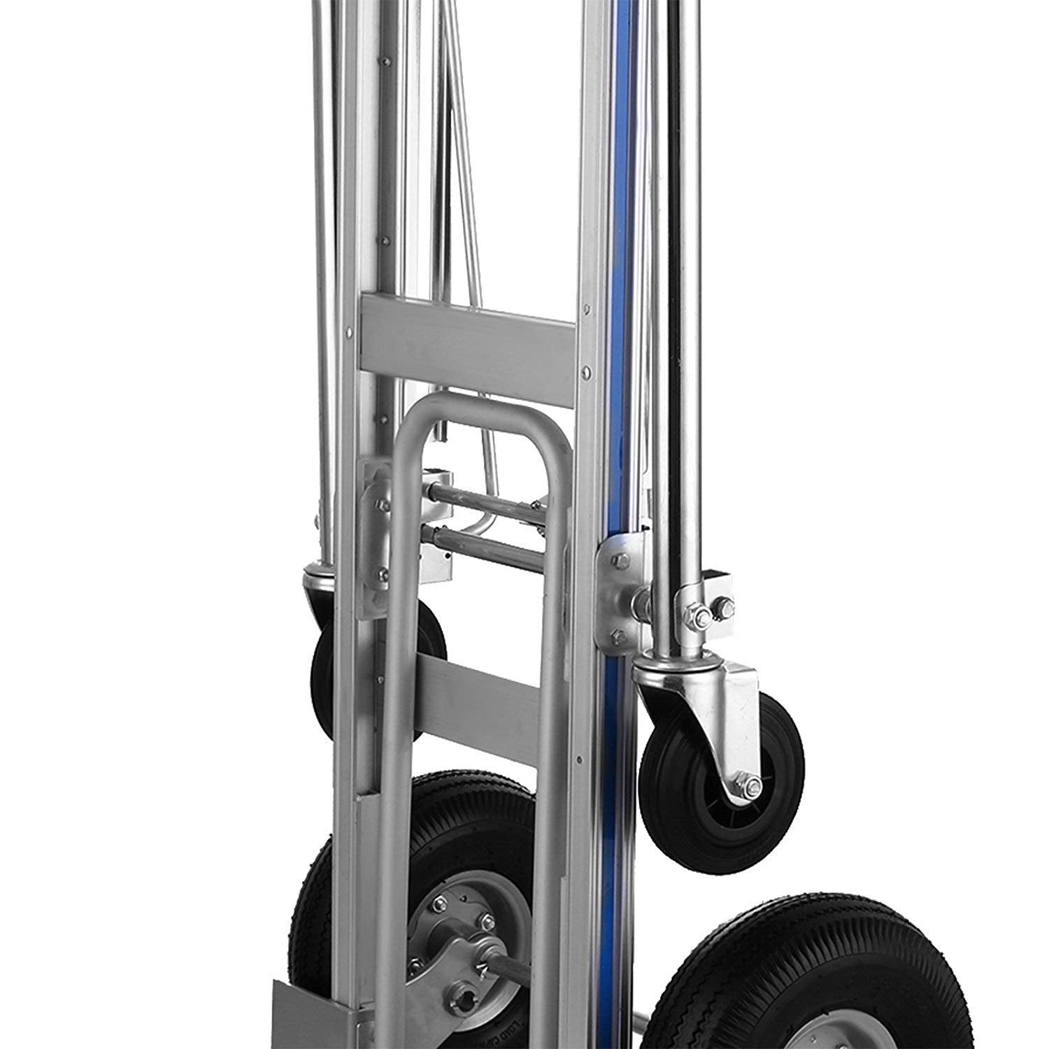 3 in 1 Aluminum Hand Truck 770Lbs/350Kg Capacity Folding Aluminum Alloy Cart Dolly Utility Cart Trolley Heavy Duty with 2 or 4 Flat Free Wheels (3 in 1)