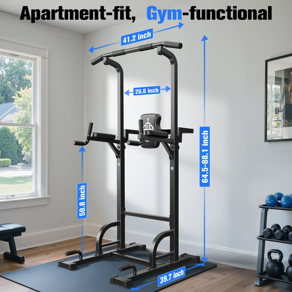 Sportsroyals Power Tower Pull Up Bar Station, 450LBS Stable Pull Up Dip Station for Home Gym Strength Training Equipment
