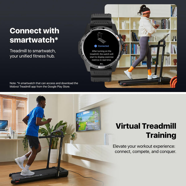 Mobvoi Home Treadmill SE 3 in 1 Foldable Treadmill for Home Walking Pad 2.5 HP Compact Portable folding Under Desk Running Machine with Remote Control LED Display for Home Office 12 km/h