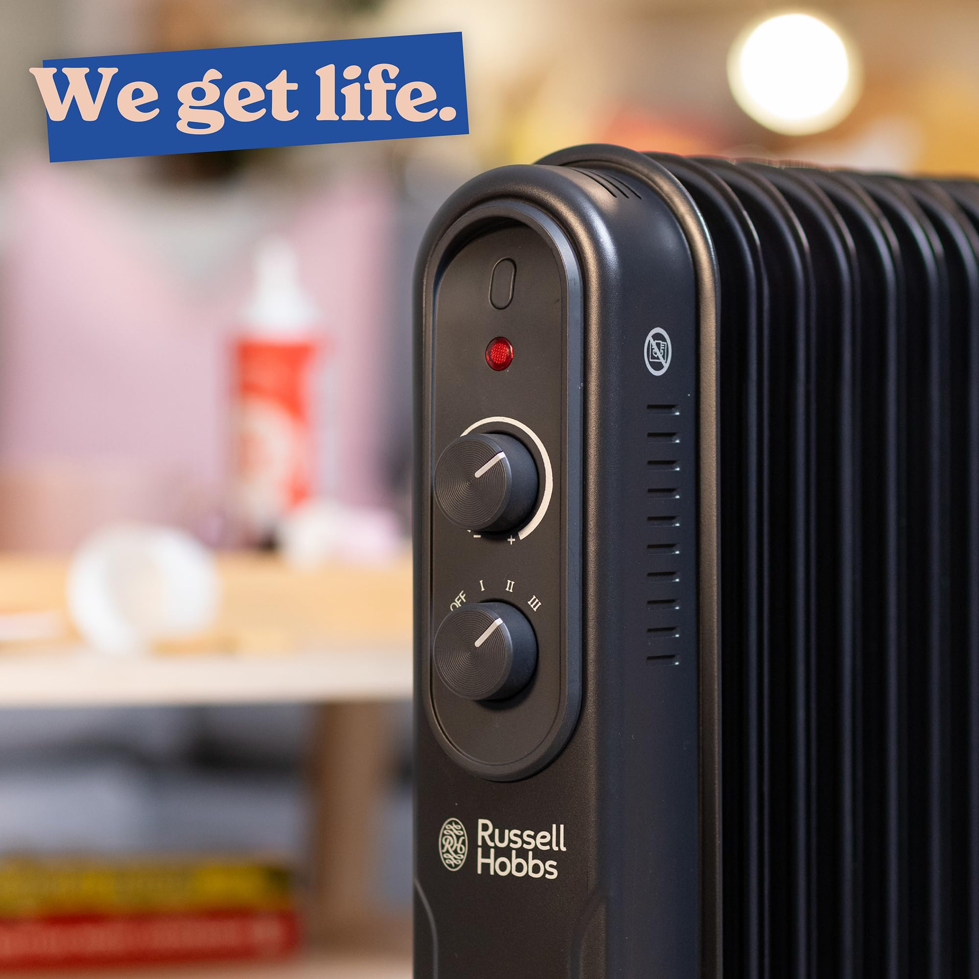 Russell Hobbs 1500W/1.5KW Oil Filled Radiator, 7 Fin Portable Electric Heater - Anthracite, Adjustable Thermostat, 3 Heat Settings, Overheat Protection, 15m sq Room Size, 2 Year Guarantee RHOFR7004A