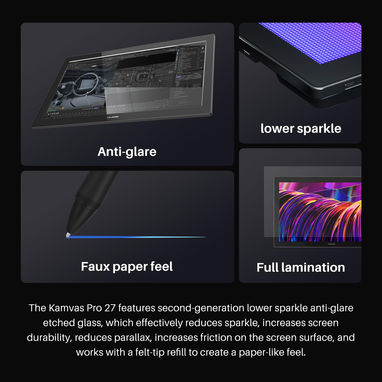 HUION Kamvas Pro 16(4K) UHD Graphic Tablet with Screen, 15.6-inch Monitor Full-Laminated Anti-Glare, Tilt Function 8192 Battery-Free Stylus PW517 for PC, Mac, Android