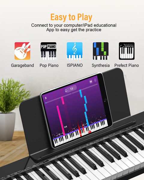 OYAYO 88 Key Digital Piano Full Size Semi-Weighted Keys, Complete Bundle Includes Double X Stand, Travel Bag, Touch Sensitivity Portable Keyboard for Beginners and Musicians on the Road