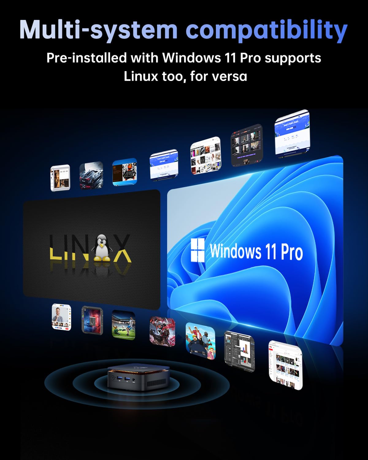 NiPoGi Essenx E1 Mini PC Ιntel Alder Lake-Ν95 (Up to 3.4GHz), Mini PC Windows 11 Pro 16GB RAM 512 GB M.2SSD, Mini Computer 4K@60Hz Dual Display/WiFi/BT, Mini Desktop PC for Business, Office