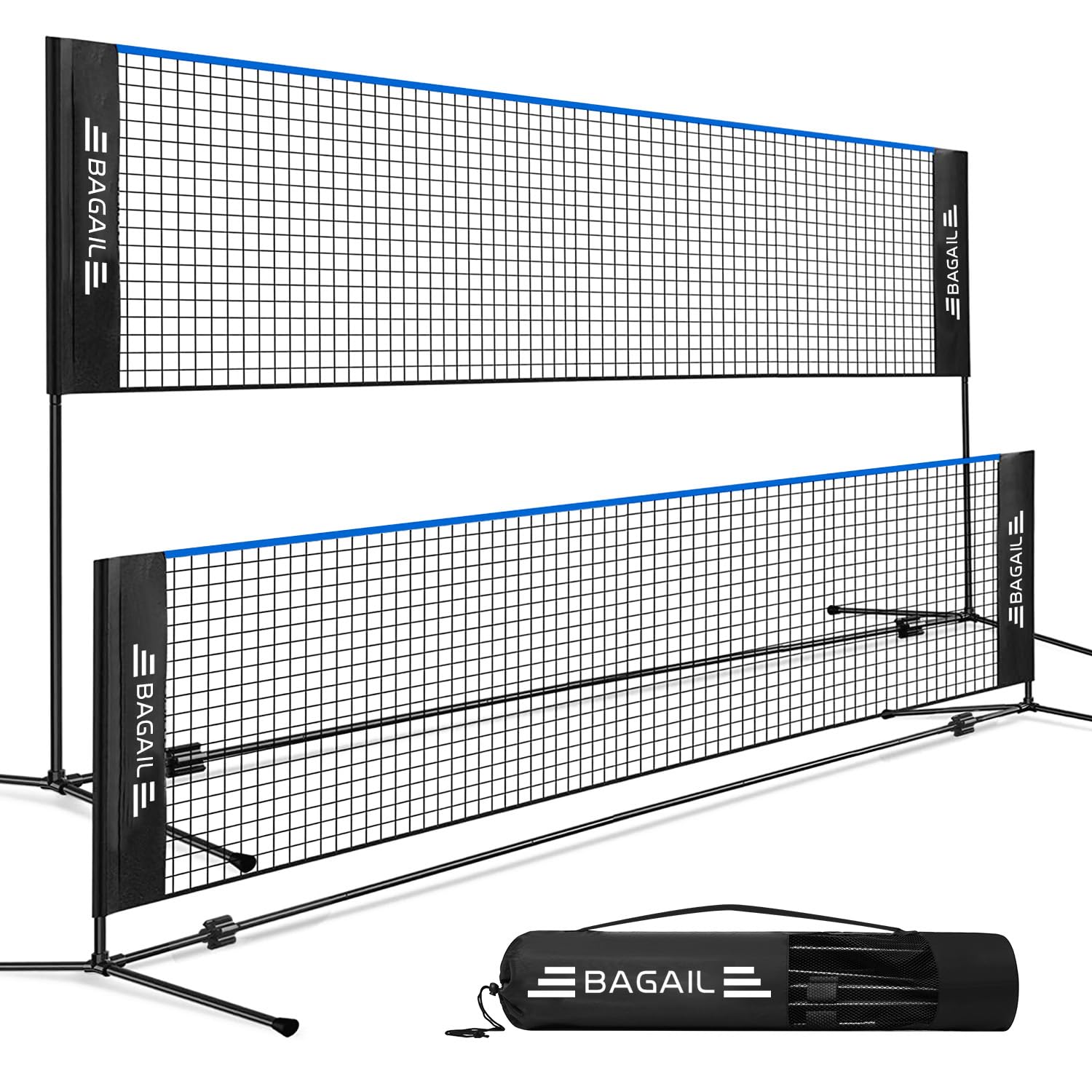 BAGAIL Badminton Net, Foldable Nylon Net, Hieght Adjustable Stand and Portable Carry Bag, Easy to Assemble or Disassemble, Ideal Recreational Sports Net for Tennis, Kids Badminton or Volleyball