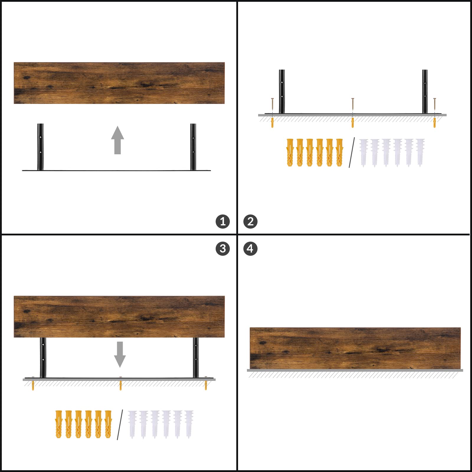 HOOBRO Floating Shelves, Wall Shelves Set of 2, Wall Mounted Shelves, 100 cm, Wall Display Racks, Decorative Hanging Shelf, Wooden Shelves, for