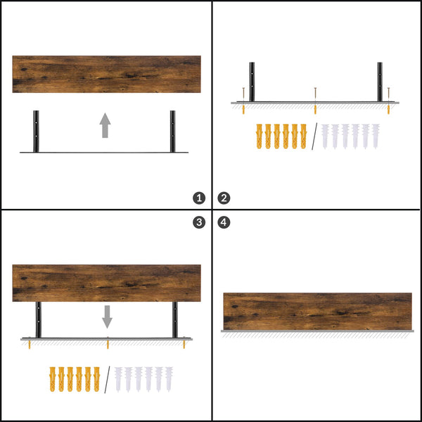 HOOBRO Floating Shelves, Wall Shelves Set of 2, Wall Mounted Shelves, 100 cm, Wall Display Racks, Decorative Hanging Shelf, Wooden Shelves, for