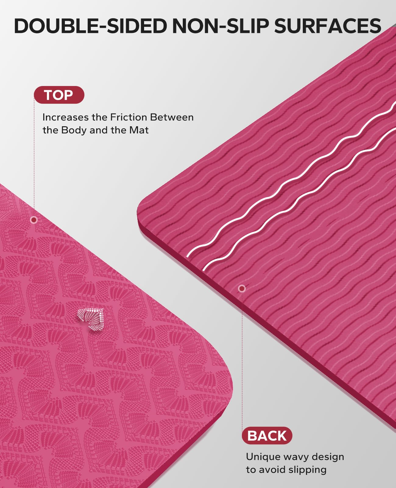 HAPBEAR Large Yoga Mat for Women- 183?116cm?6mm, TPE Non-Slip, Durable, Eco-Friendly, Extra Large Thick Wide Exercise Mat for