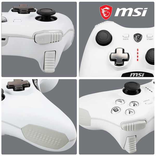 MSI FORCE GC20 V2 WHITE Wired PC Gamepad Controller - Interchangeable D-Pad Covers, Dual Vibration Motors, USB 2.0 - Wired