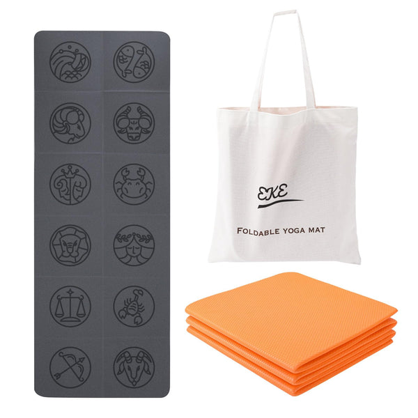 EKE Foldable PU+TPE Yoga Mat 5mm Thickness, Standard Size, Foldable, Lightweight and Portable, Ideal for Yoga, Pilates, Fitness, Sports, Training,