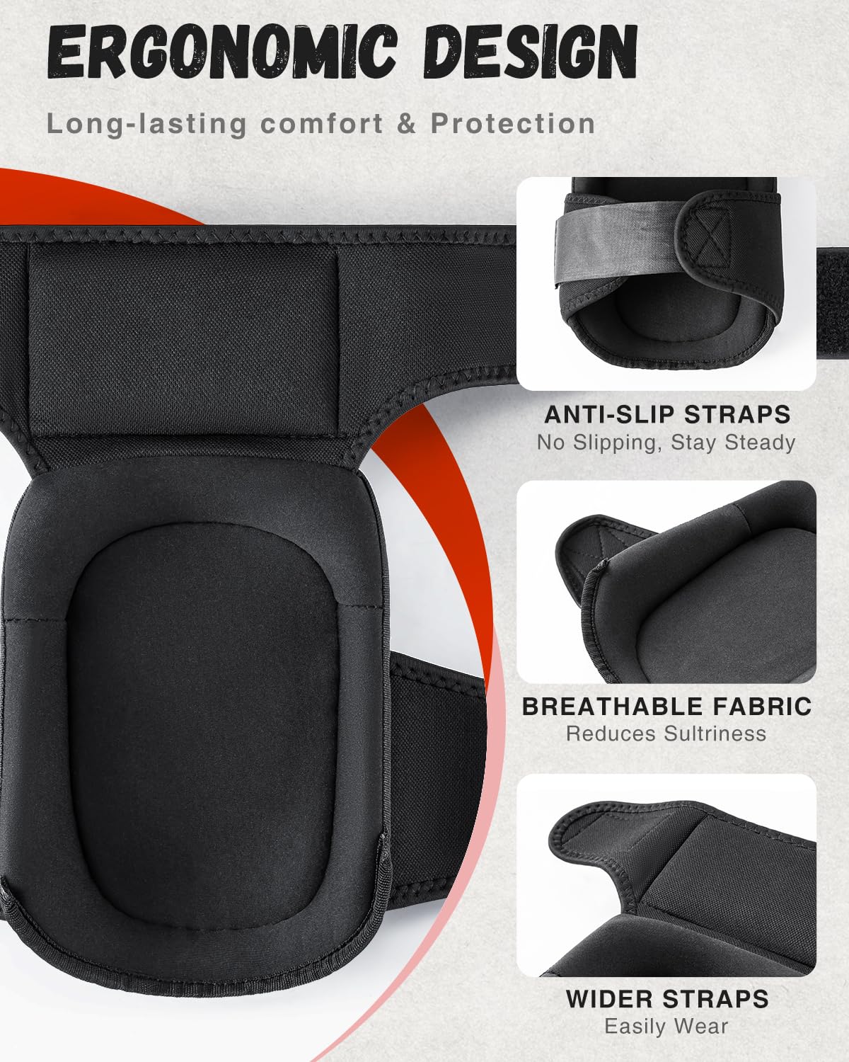 IPSXP Professional Knee Pads for Work,Gardening & Construction Knee Pads for Men and Women with Thick Double Gel Cushion, Strong Adjustable Non-Slip Straps,1 Pair