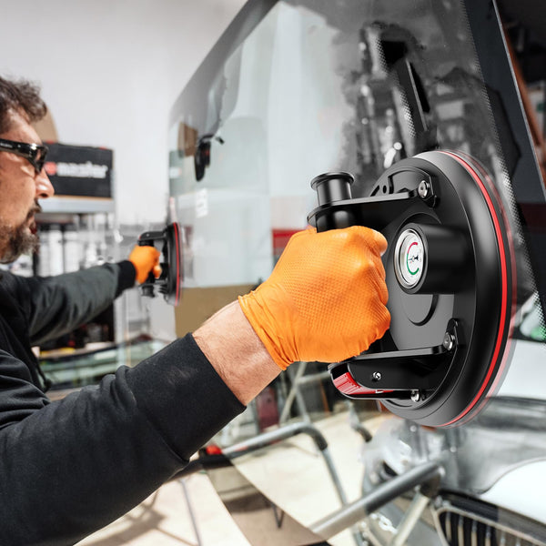 Avhrit 8-Inch Tile Suction Cups Lifter with Pressure Gauge, 485 lbs/220 kg Load Capacity, Heavy Duty Glass Vacuum Suction Cup for Replacing Auto Windshields, Tiles, Granite, and Floors (Two Cups)