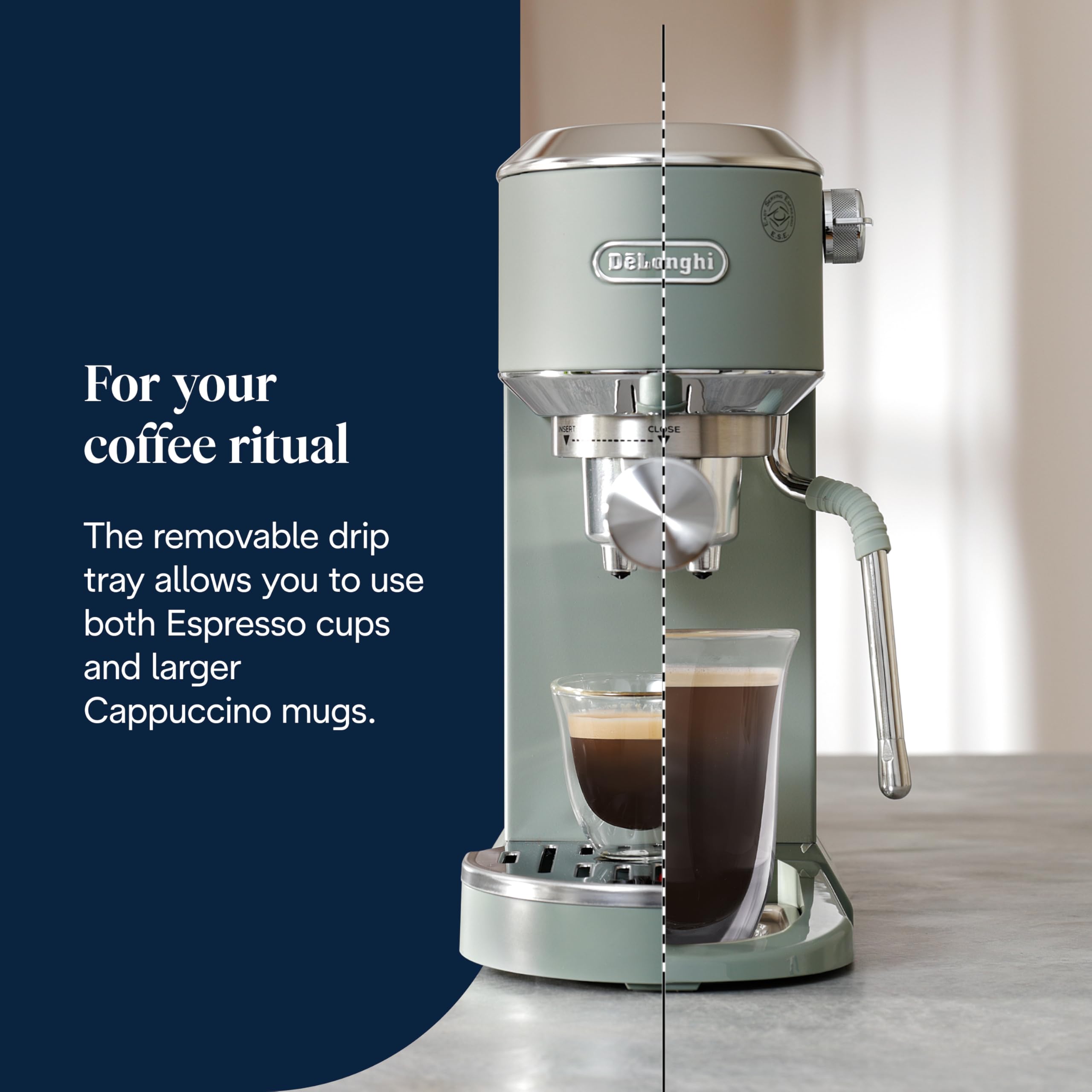 De'Longhi Dedica Style, Traditional Pump Espresso Machine, Coffee and Cappuccino Maker, EC685M, Silver