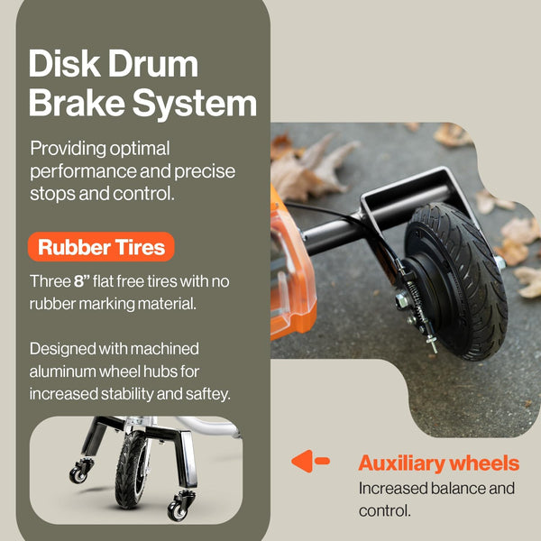 SuperHandy 3 Wheel Folding e-Mobility Device (Upgraded Design) - Electric Powered, Airline Friendly - Long Range Travel w/ 2 Detachable 48V Lithium-ion Batteries and Charger