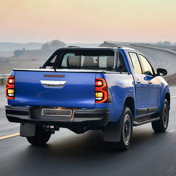 VLAND LED Rear Lights compatible with Hilux Vigo Revo Pickup 2015-2020 [Not fit a Tonka], w/Amber Sequential indicator, Driver & Passenger Side - Red