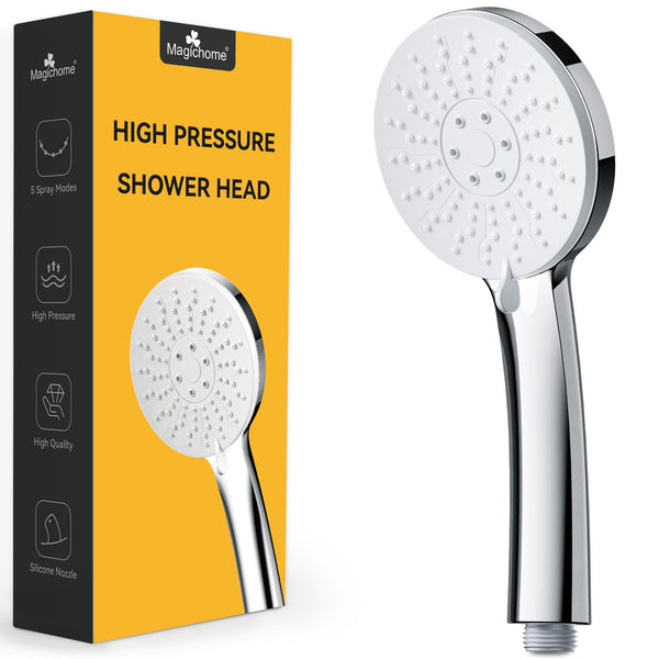 Magichome High Pressure Shower Head and Hose, 5 Spray Modes Shower Head with 1.5m Hose, Large Powerful Flow Handheld Showerhead for Low Water Pressure