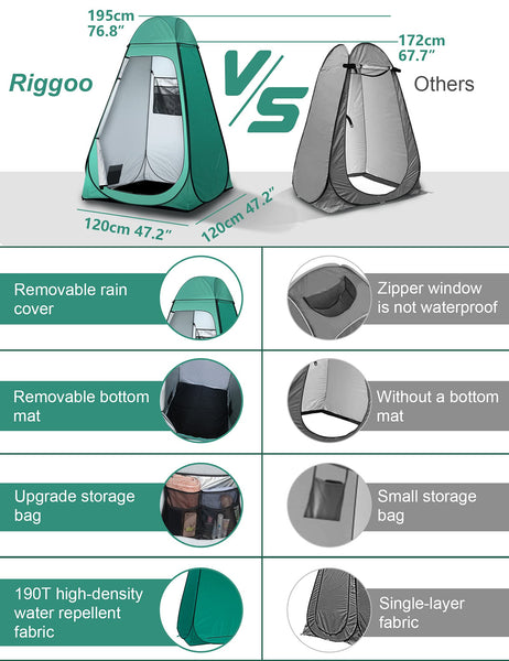 Pop Up Toilet Tent riggoo Portable Shower Toilet Tents for Camping Privacy Outdoor Changing Room for Beach Fishing Hiking Sun Shelter (UV Protection)